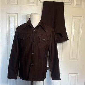 Vintage 60s Sta- Prest Levi's Black Tab With Gold Lettering Brown Suit Sz M